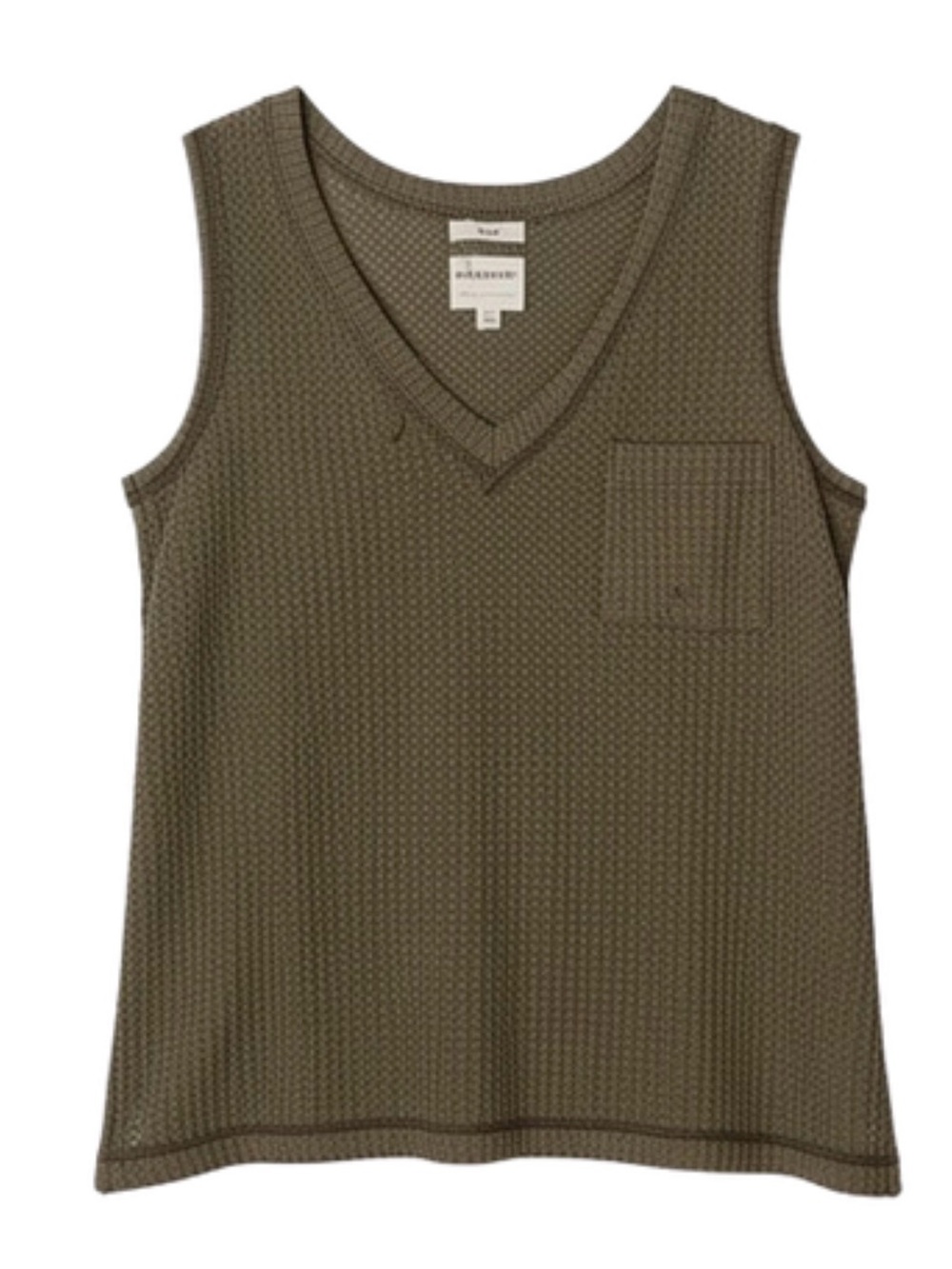 Blu Pepper Women’s Olive Green Waffle Knit Pocketed Sleeveless Tank Top Size S